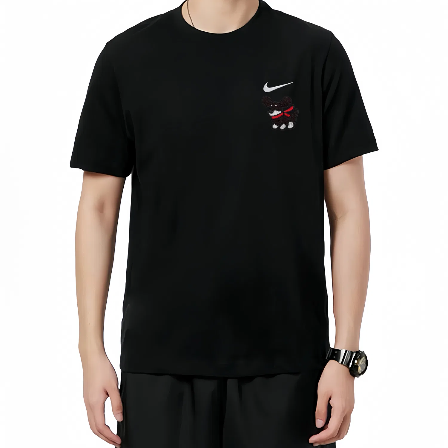 Футболка Nike Sportswear с вышивкой, черная, прямая посадка — фото 4