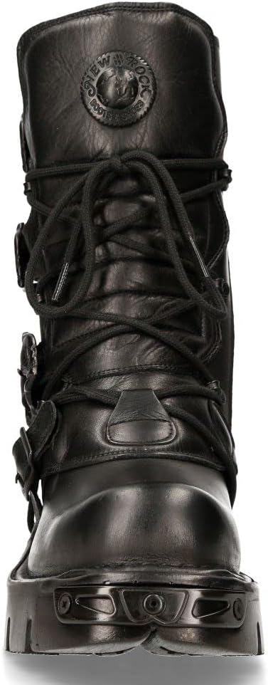 Мужские кожаные ботинки New Rock Metallic 391 Black Reactor с черепом, стиль готик-панк, черный — фото 4