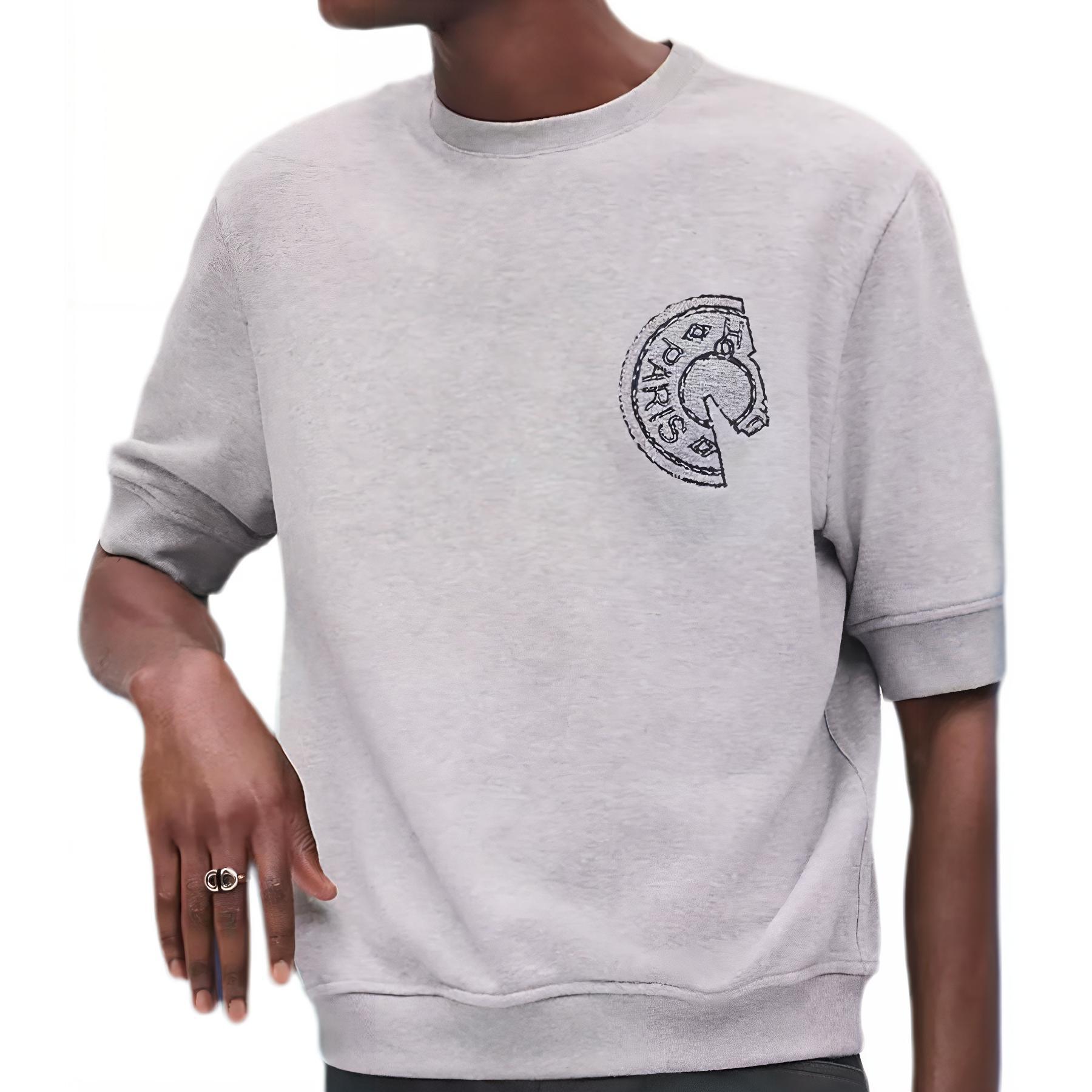 

HERMES Футболка мужская серая белая