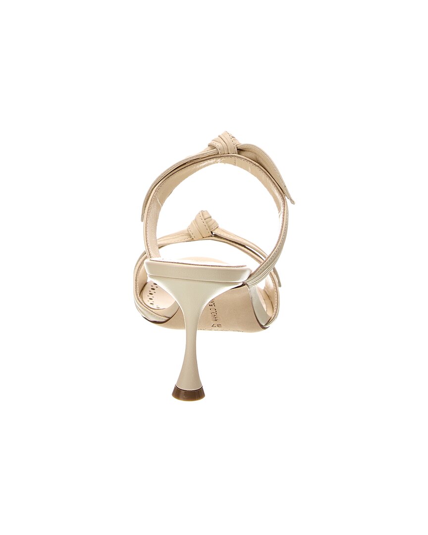Manolo Blahnik Lollo 90 Leather Sandal, белый — фото 3