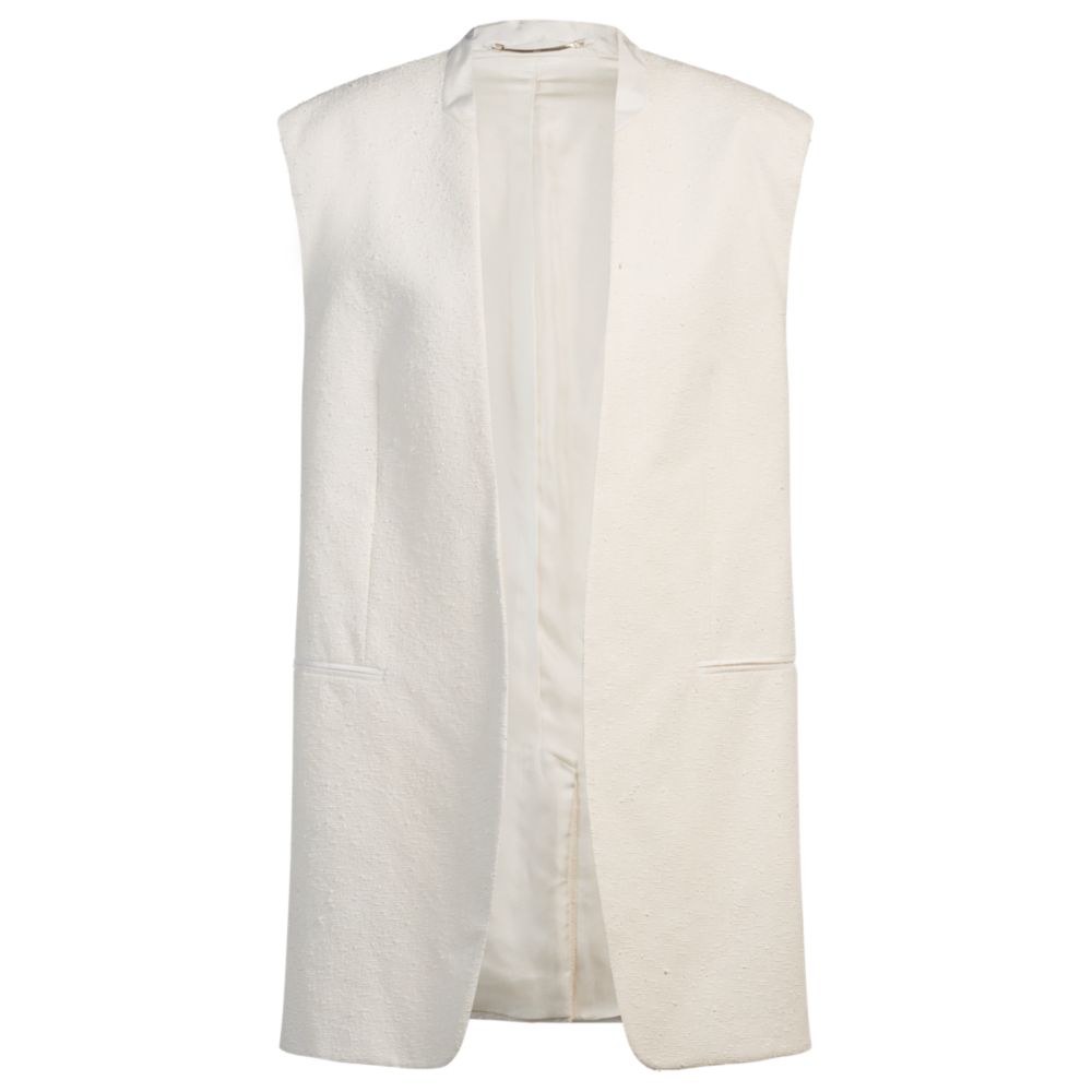 

Свободный безрукавный блейзер из итальянской букле ткани BOSS, белый