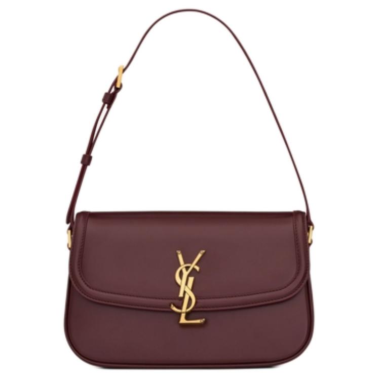 

SAINT LAURENT SOLFERINO кожаная сумка через плечо средний размер женская cabernet sauvignon red