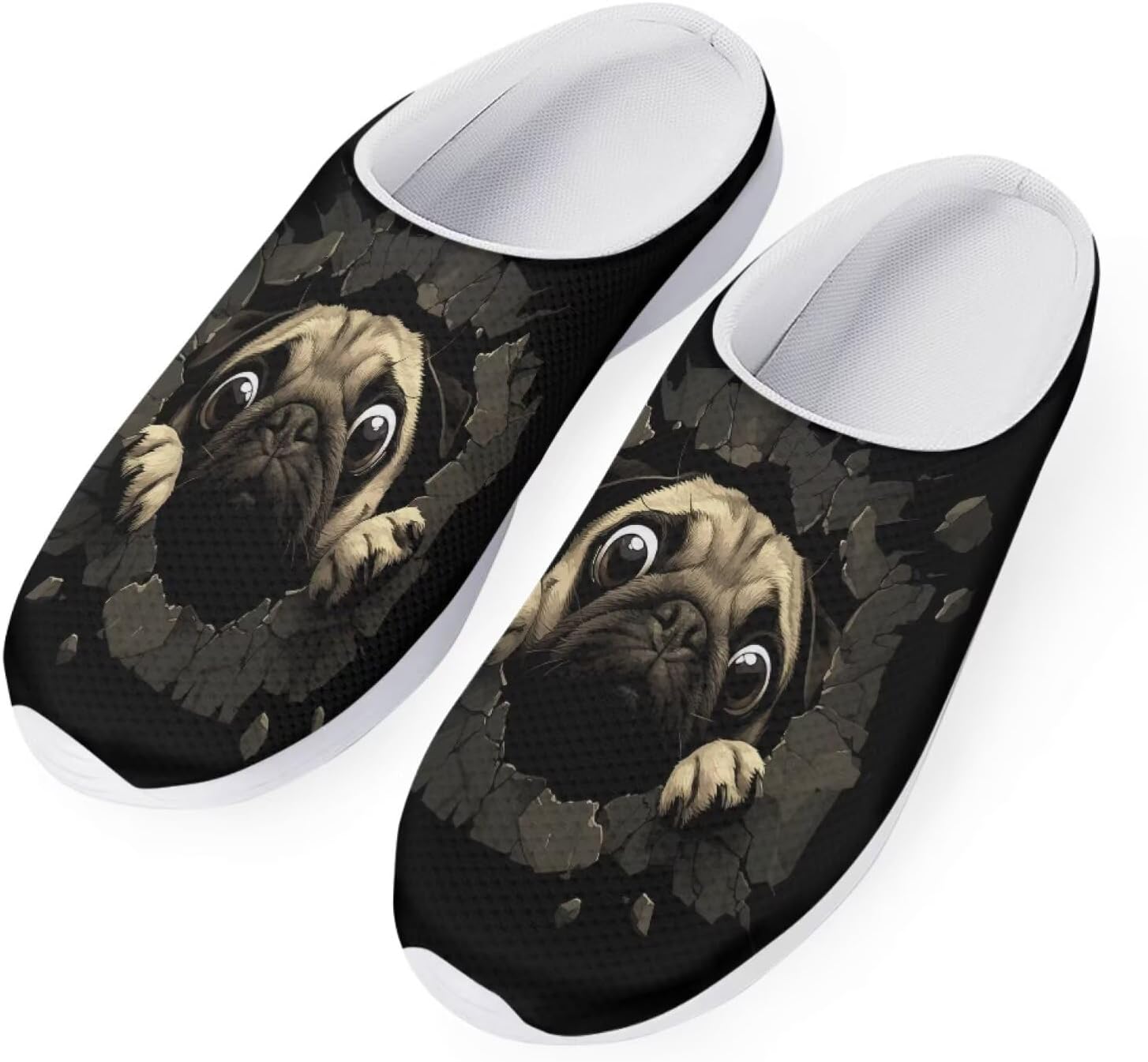 

Женские мюли Forchrinse South Indian Aztec с полоской, тапочки на плоской подошве с поддержкой свода стопы, для ходьбы, садовые сабо, легкие, Pug Print