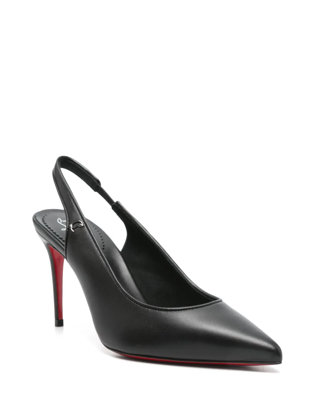 90-миллиметровые кожаные туфли с открытой пяткой Christian Louboutin, черный — фото 2