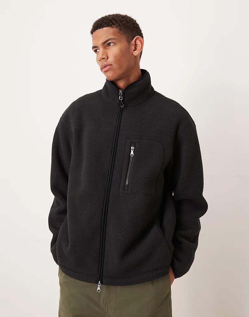 

Флисовая куртка ARKET с двусторонней молнией и передним карманом темно-синего цвета