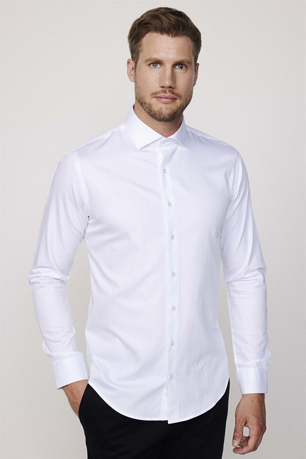 

Slim Fit Koton Satin Premium Series Мужская белая рубашка TUDORS