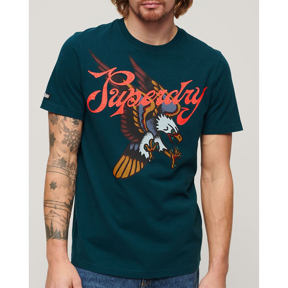 

Футболка с коротким рукавом Superdry Tattoo Script, синий