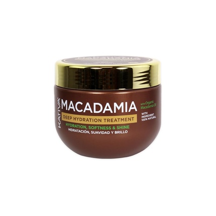 

Kativa Macadamia Deep Moisture Treatment 300 мл Маска для волос Увлажнение, гладкость и блеск сухих и обезвоженных волос Омега-3 и 6 и витамин D Fresh 300,00 мл