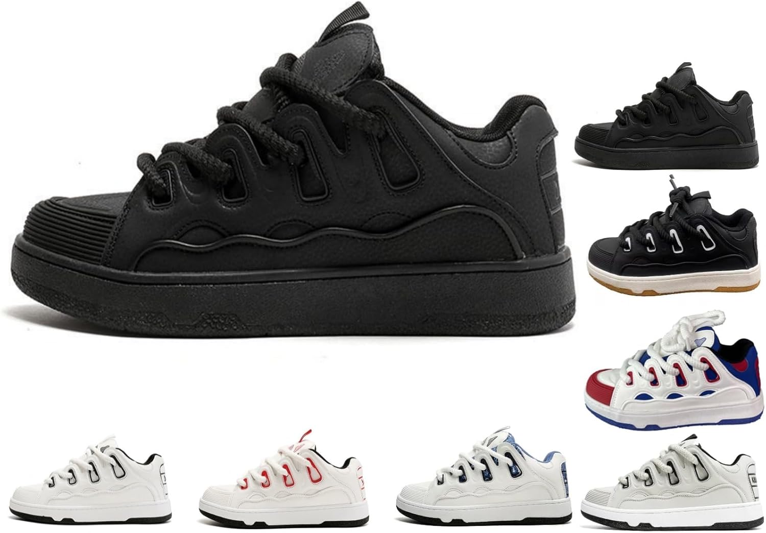 

Кроссовки MACEFIL для женщин и мужчин в уличном стиле с массивной платформой, модные Y2K, повседневные, на шнуровке, скейтбордические shoes, черный