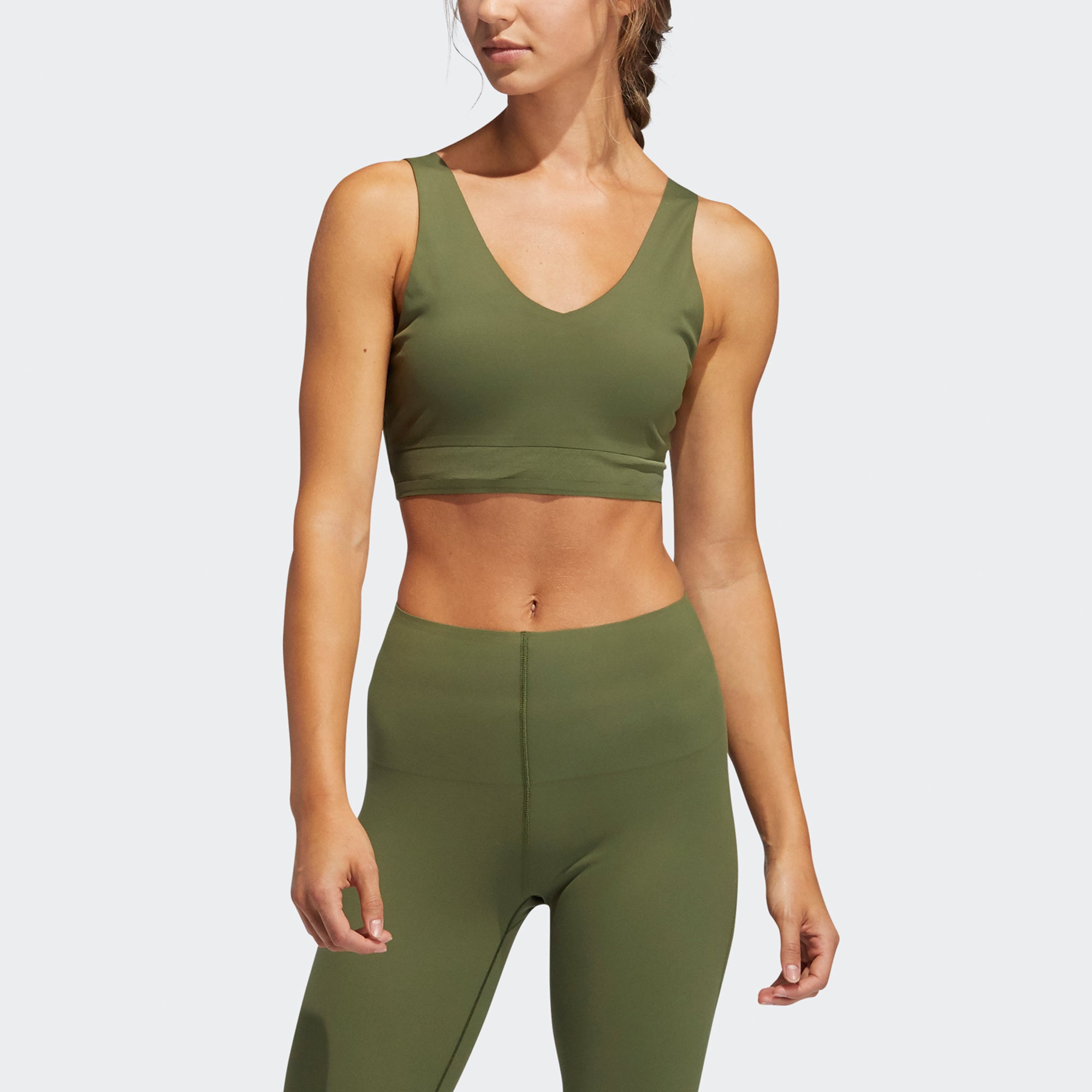 Бюстгальтер (WMNS) adidas Cozy Yoga Bra 'Green' — фото 2