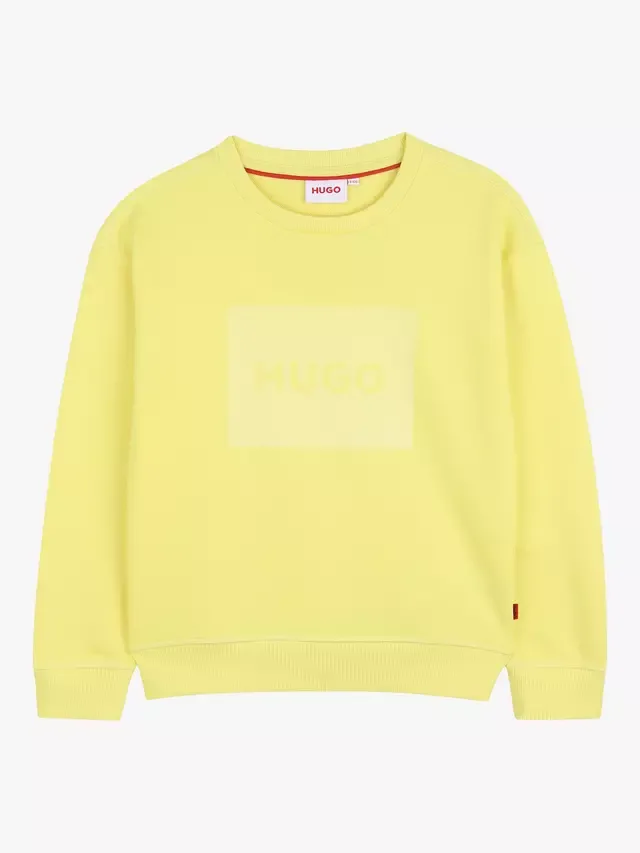 Детская толстовка с круглым вырезом и логотипом, черная HUGO BOSS, Lemon