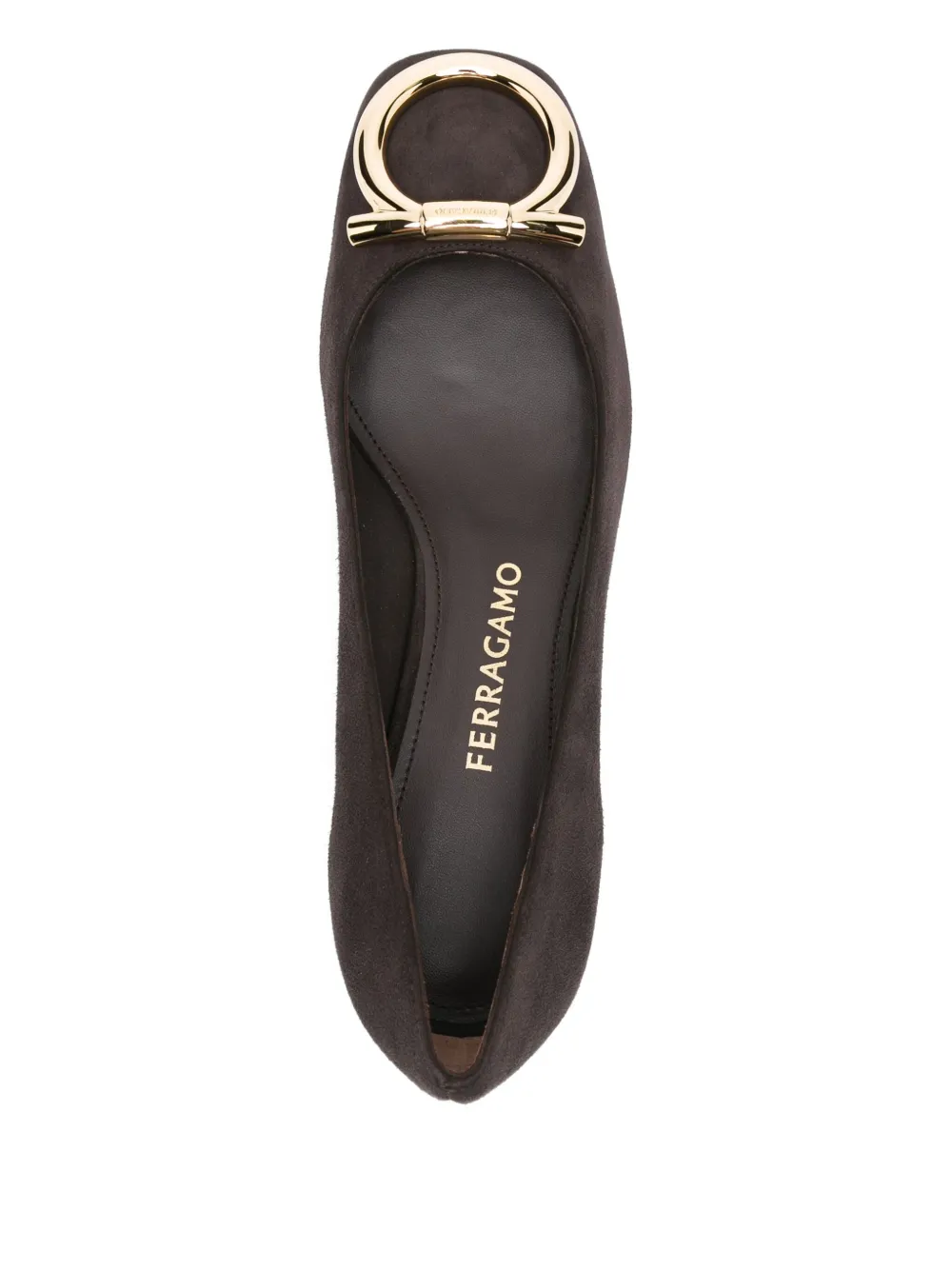 Туфли-лодочки с блочным каблуком, 40 мм, декорированные Gancini Ferragamo, коричневый — фото 4