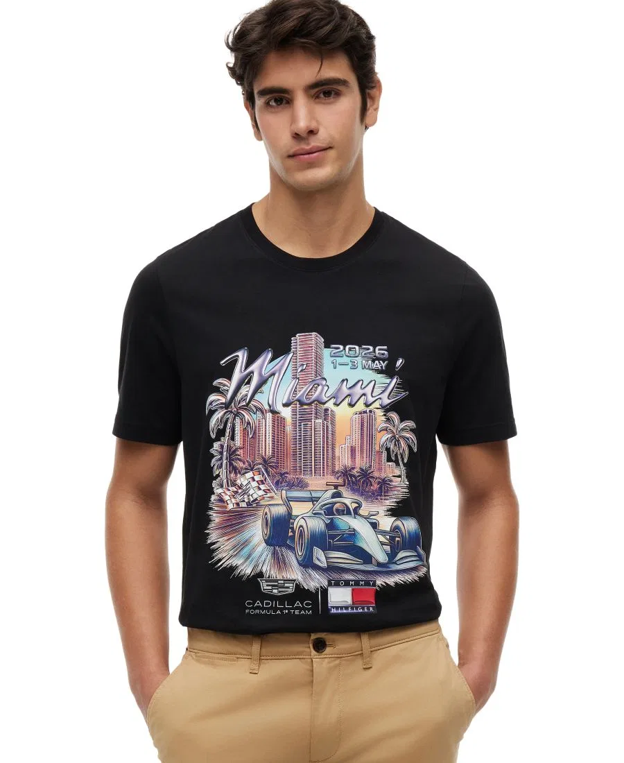 Мужская футболка с графическим принтом Cadillac F1 Miami Tommy Hilfiger, Black