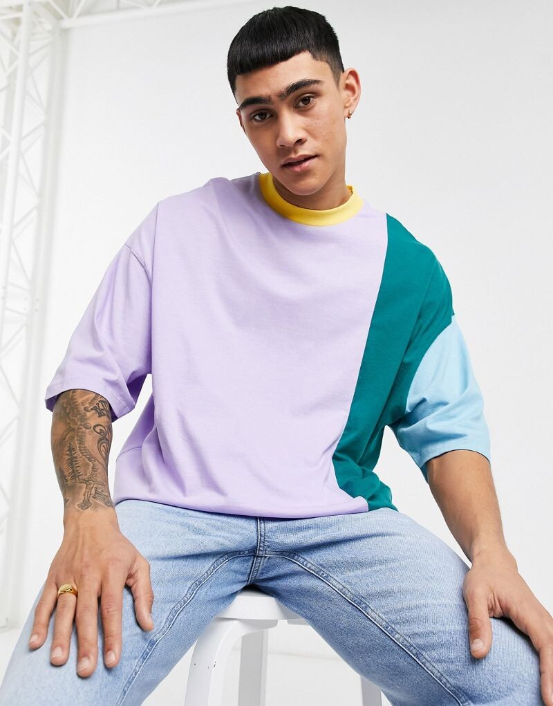 

Объемная футболка с короткими рукавами сиреневого цвета ASOS DESIGN
