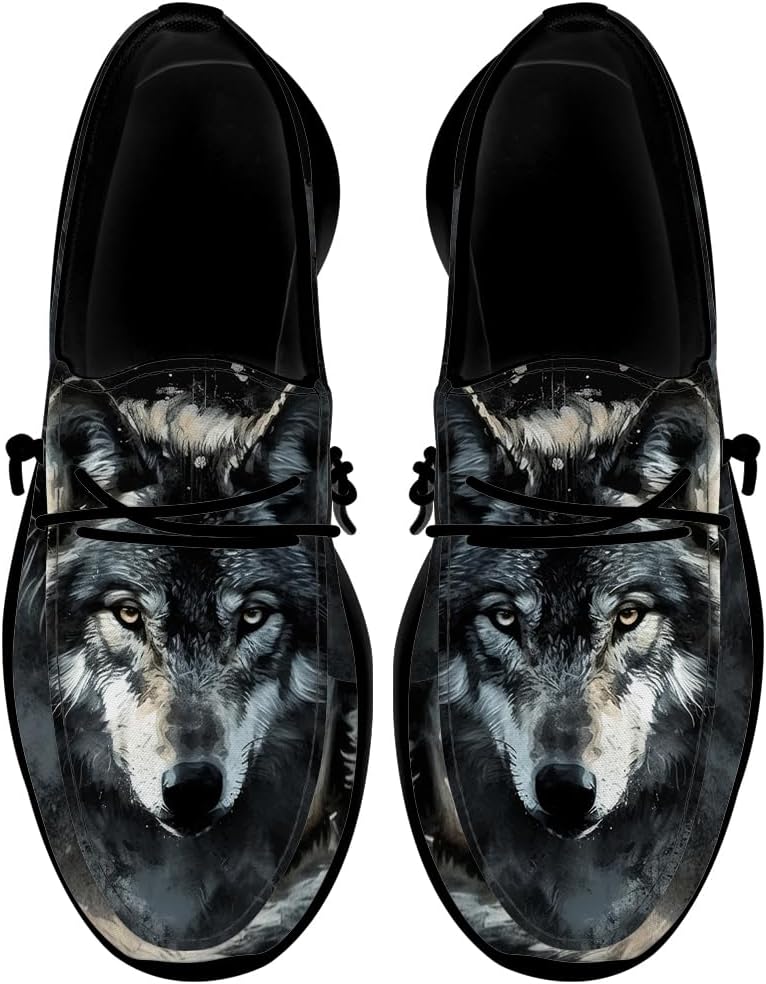 

Мужские кроссовки Wolf, повседневные лоферы, слипоны, с подарком с волком для мужчин и женщин Quorax, черный/серый