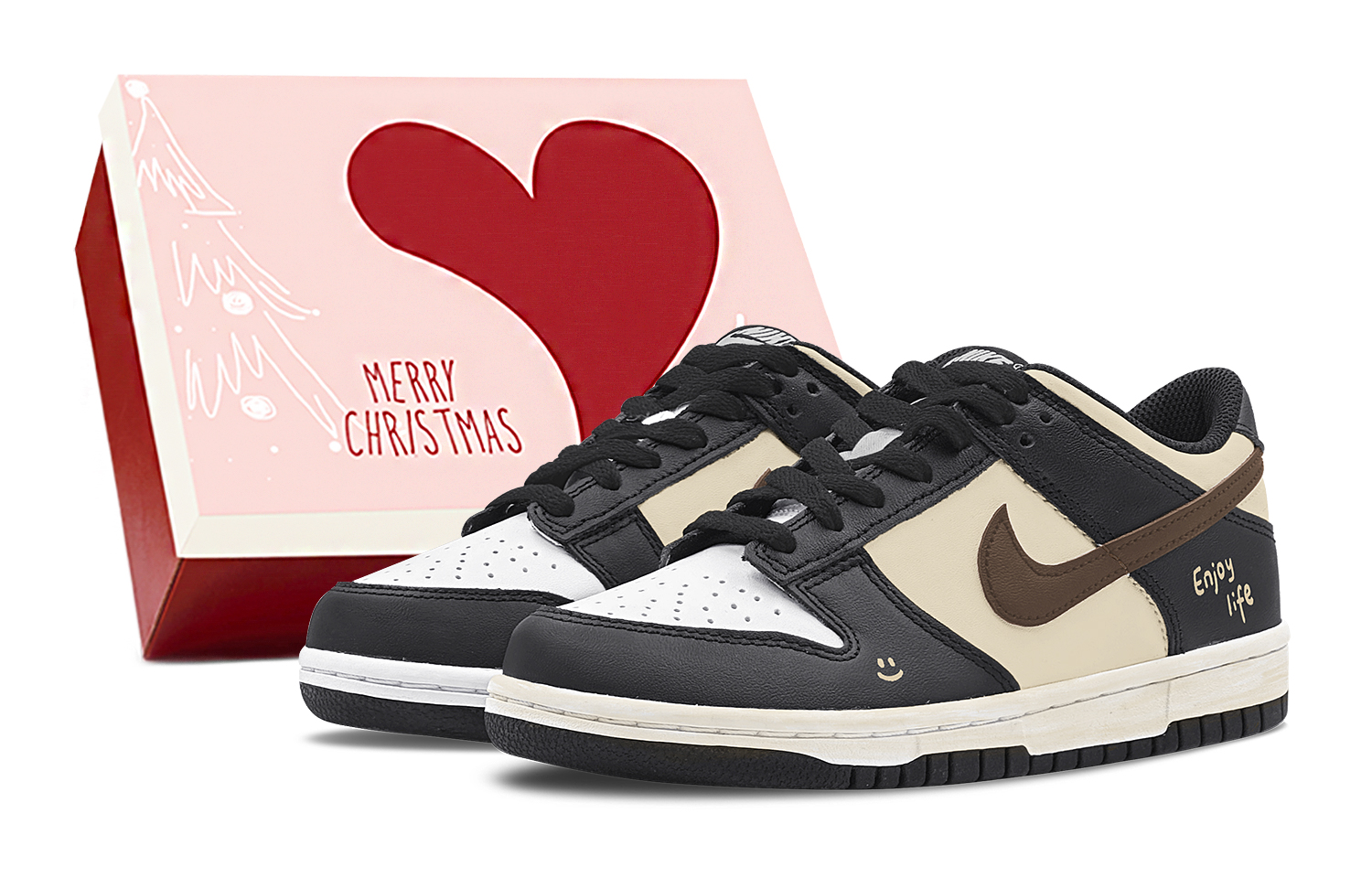 

Nike Детские кроссовки для скейтбординга Dunk Black с антискользящим покрытием, износостойкие, низкие, черно-коричневые, подростковые