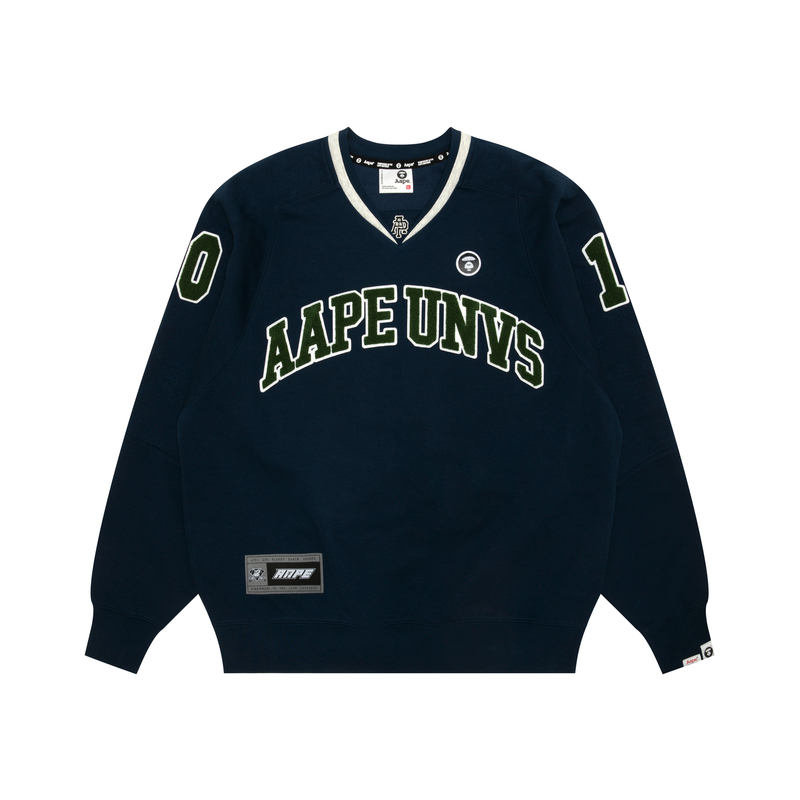 

Bathing Ape логотип накладка V-образный вырез свитшот Aape, синий