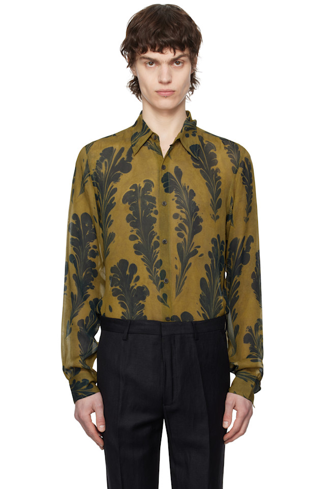 

Облегающая рубашка Dries Van Noten, цвет ocra