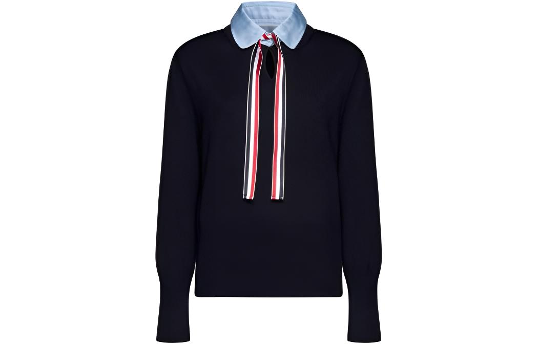 

Свитер с длинными рукавами и бантом Thom Browne, темный синий