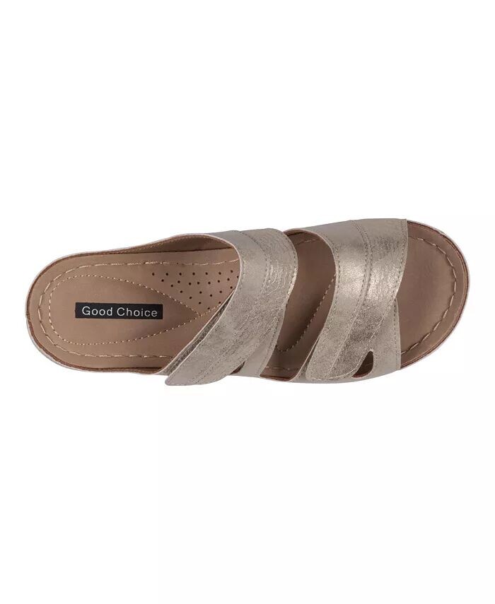 Женские босоножки на танкетке с двумя ремешками Havana GC Shoes, желтый — фото 4