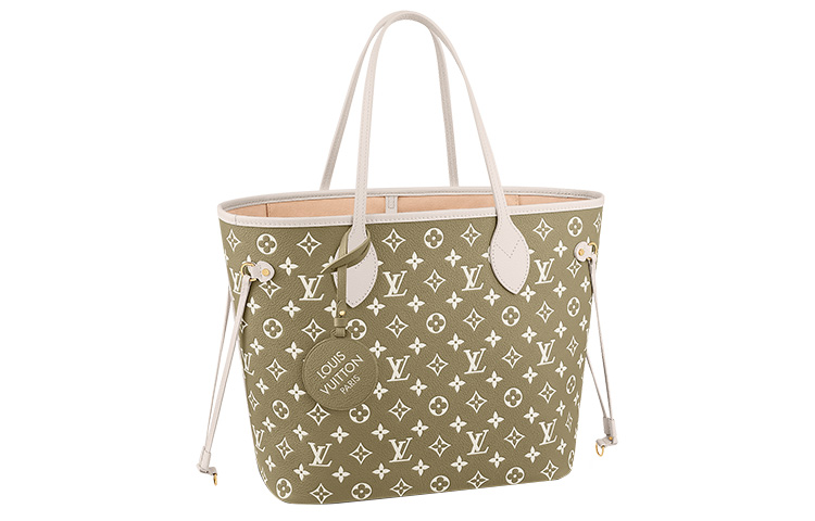 

LOUIS VUITTON Сумка Neverfull Mm цвета хаки бежевый кремовый