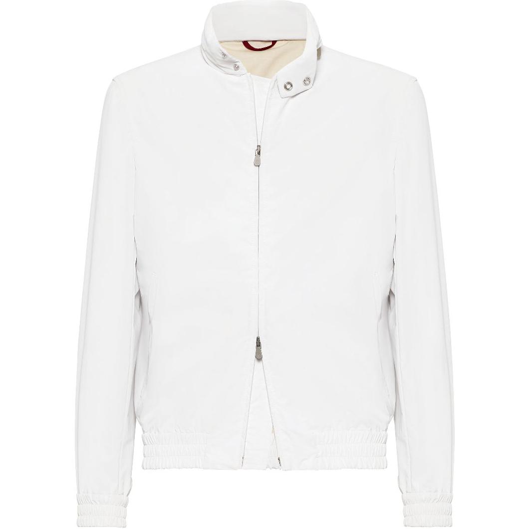 

Застёгивающаяся на молнию куртка-бомбер с высоким воротником Brunello Cucinelli, белый