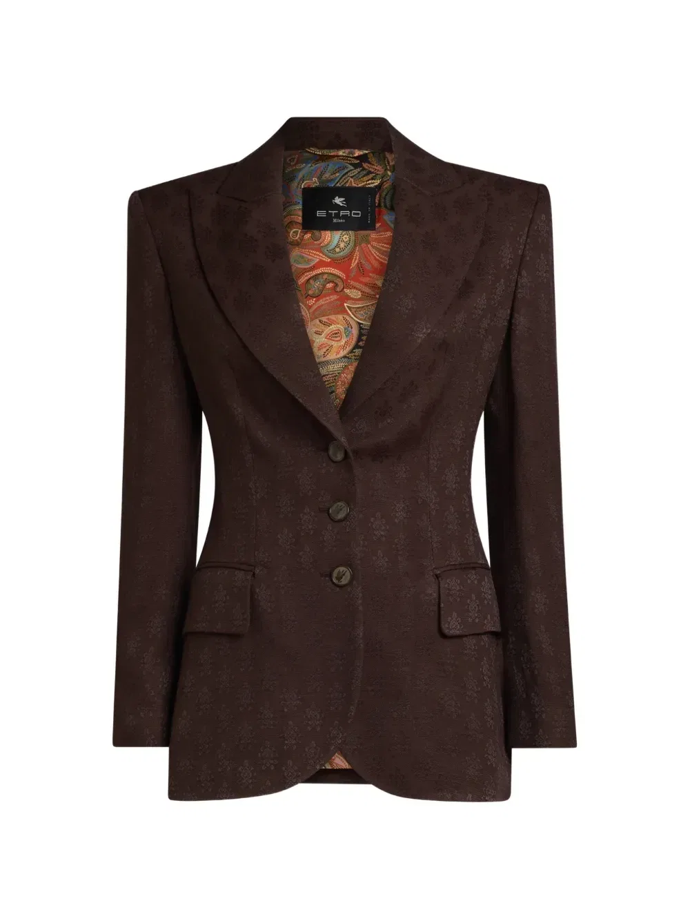 Жаккардовый однобортный блейзер ETRO, коричневый