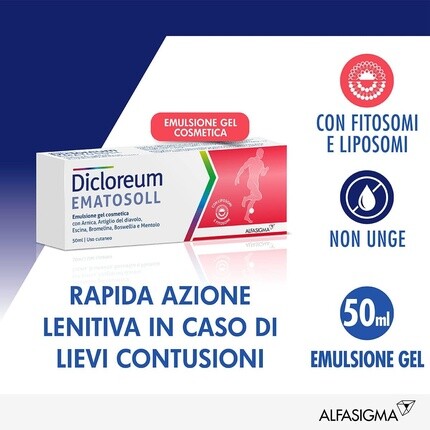 Alfasigma Dicloreum Ematosoll гель-эмульсия от контрастов и небольших синяков 50 мл — фото 3