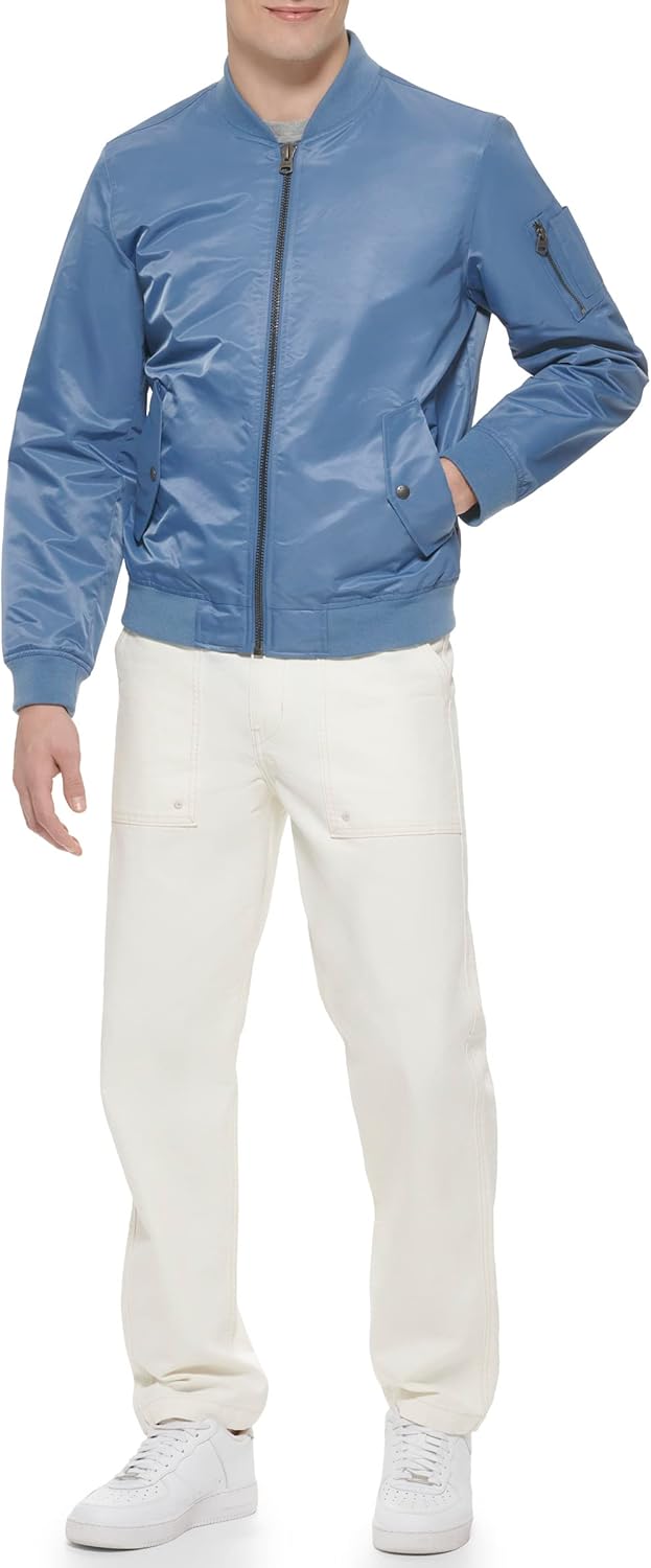 Легкая мужская куртка-бомбер Levi's MA-1 Flight на молнии, Blue Horizon Ma-1 Unfilled — фото 3