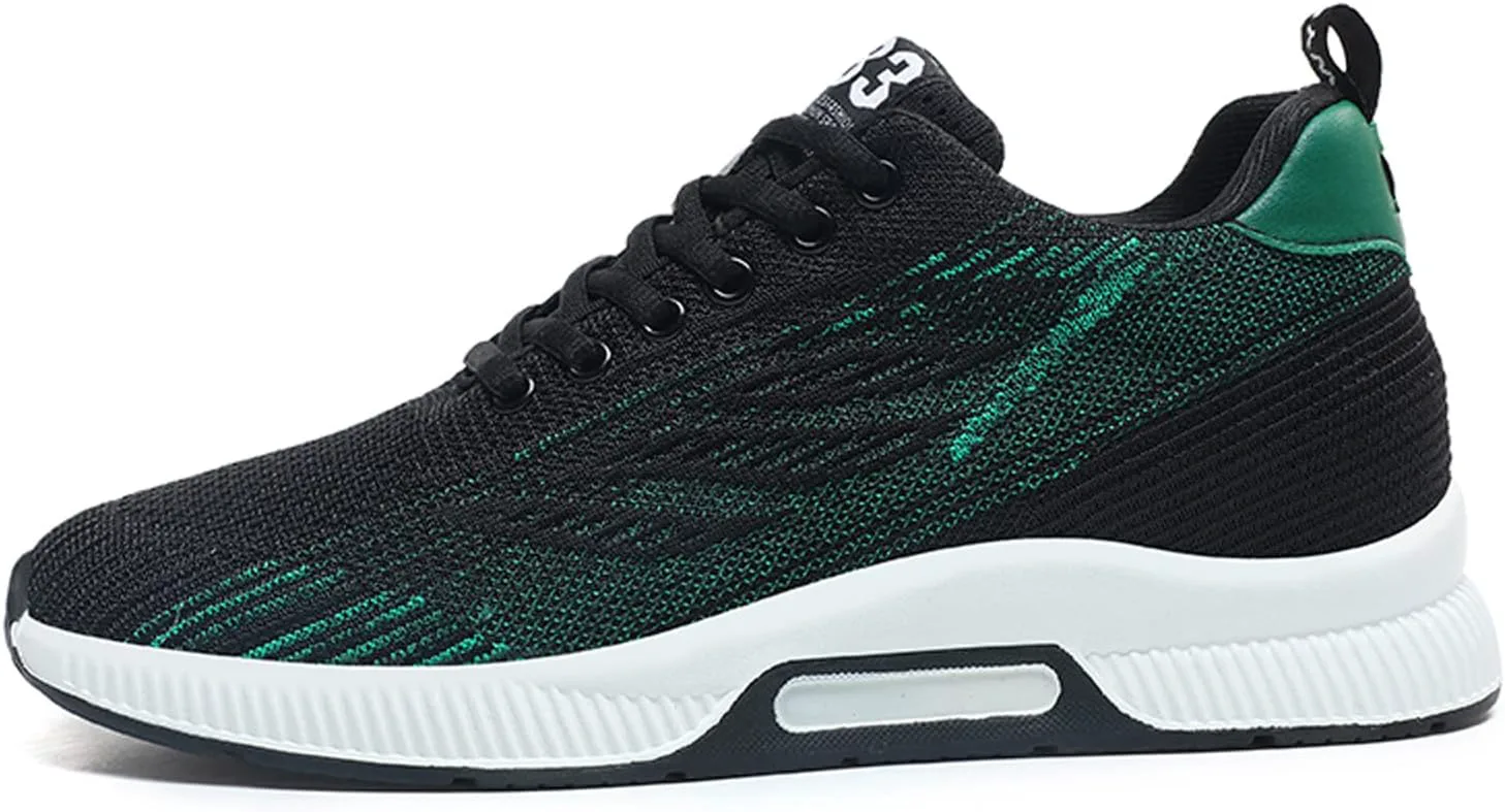 

Мужские кроссовки SECHRITE с подъемом на 2,36 дюйма, невидимые обувные вставки для увеличения роста, кроссовки для бега и повседневной носки, обувь для роста, черный/зеленый