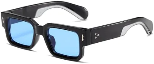 

Винтажные модные маленькие прямоугольные солнцезащитные очки для мужчин с заклепками, квадратные солнцезащитные очки для женщин, черные, женские MTZJH, C7