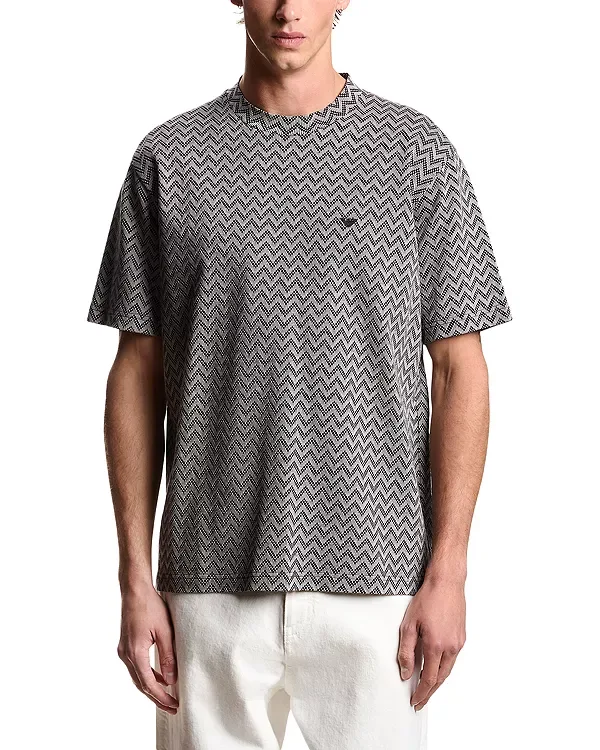 Футболка Icon с двухцветным шевронным узором Emporio Armani, Moon/Anthracite