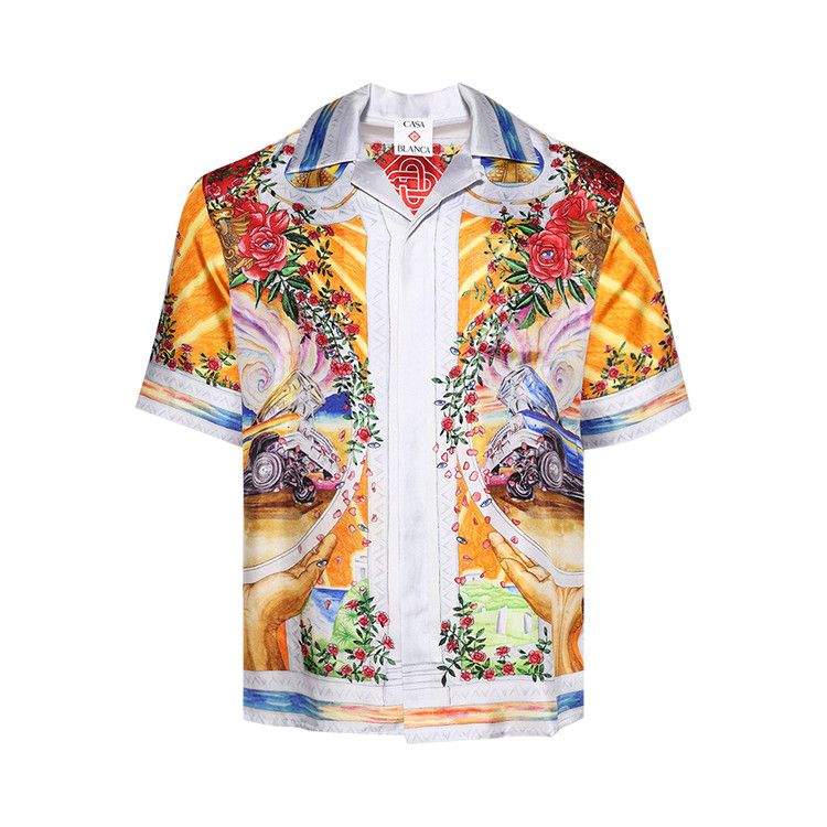 

Рубашка Casablanca La Tornade De Rose Short-Sleeve Silk Shirt, Multicolor
