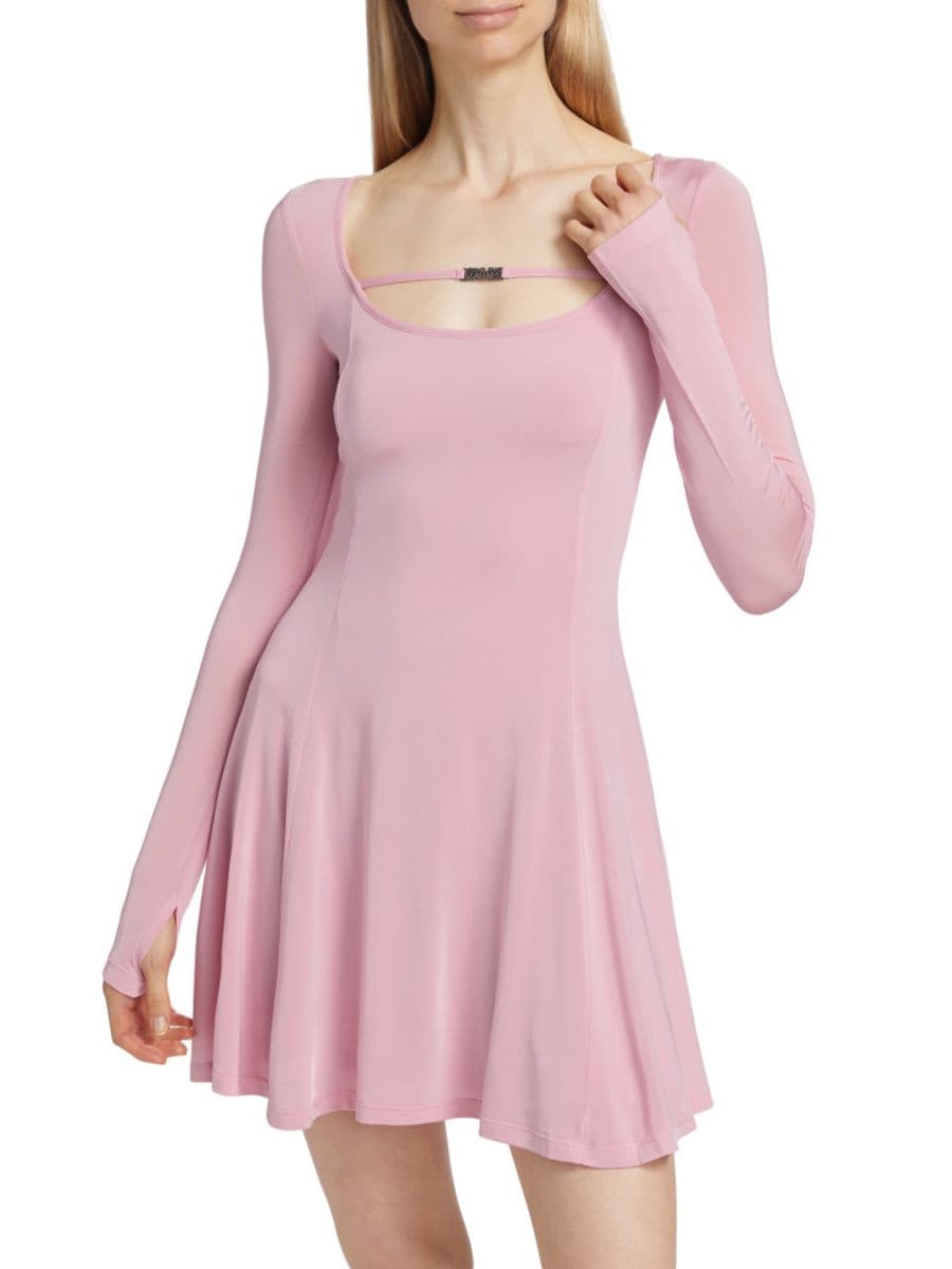 

Платье-мини с длинными рукавами из джерси Vestiti Versace Jeans Couture, цвет Rosa