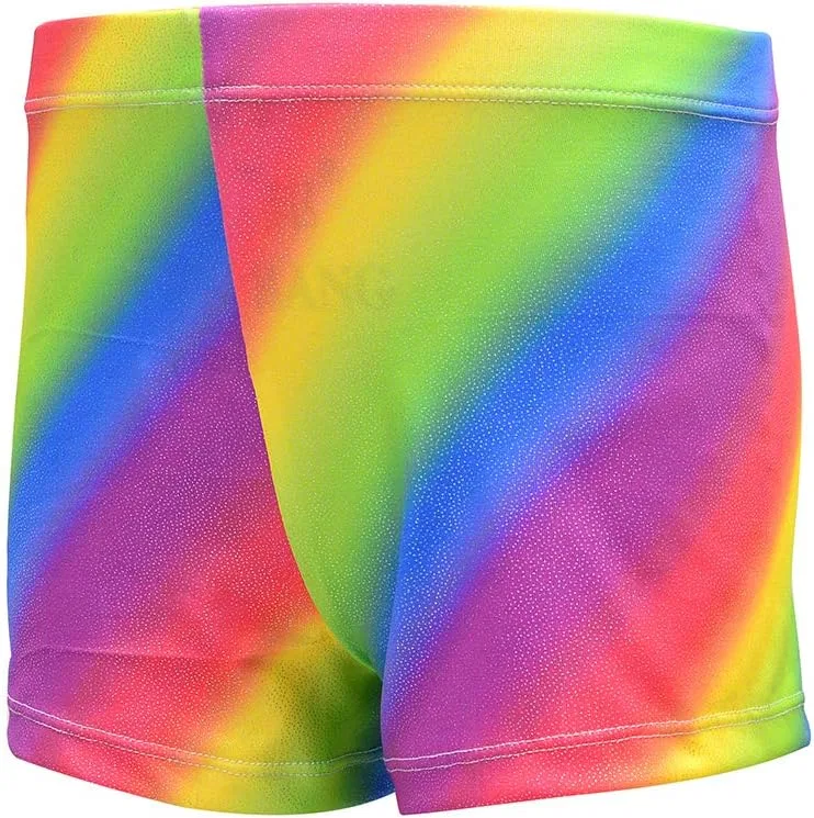 ZIZI Aosva Little Big Girls' Sparkle Dance Tumbling Athletic Gymnastics Short 2-14Years, Rainbow — фото 3