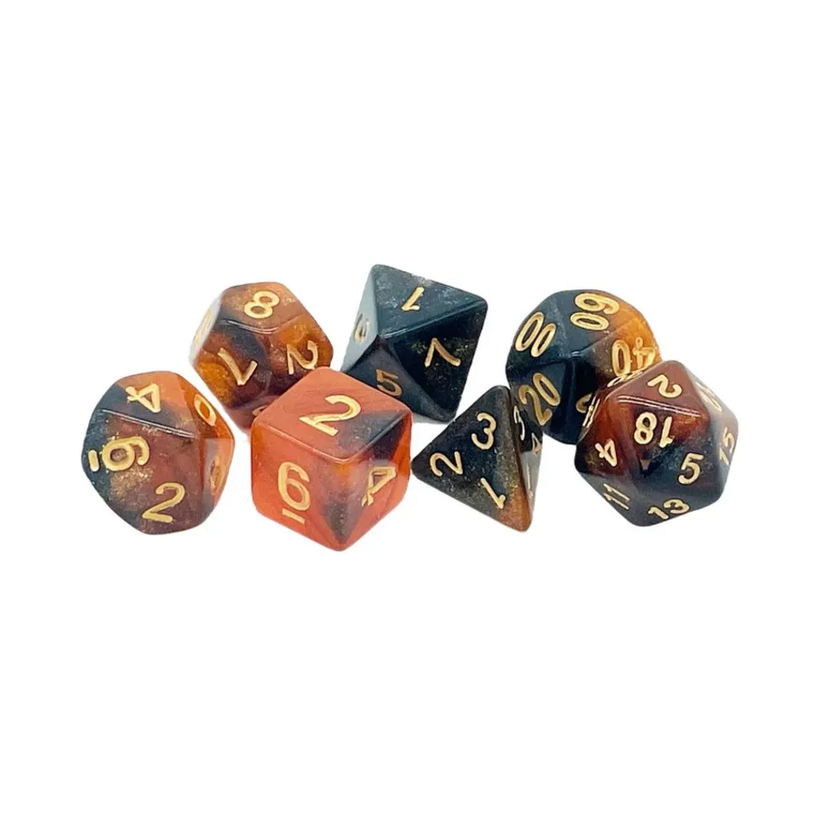

Полисетка оранжево-черного цвета с золотом (7), Acrylic-Resin Dice - Galaxy