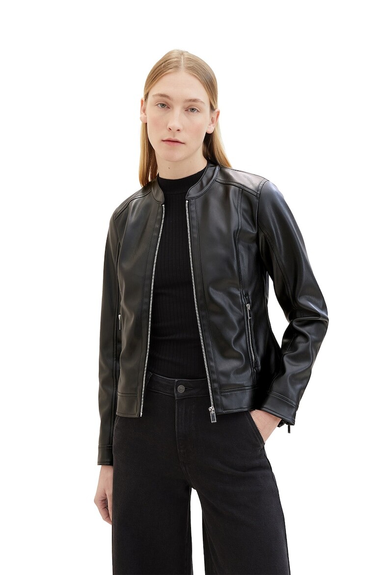 

Куртка из экокожи с карманами на молнии Tom Tailor, черный