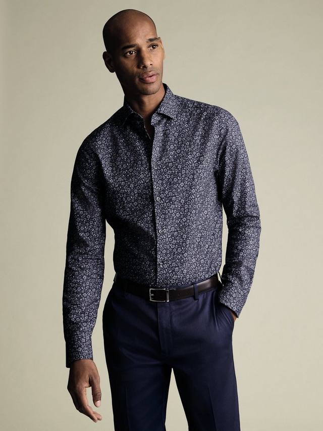 

Хлопковая рубашка с принтом Charles Tyrwhitt