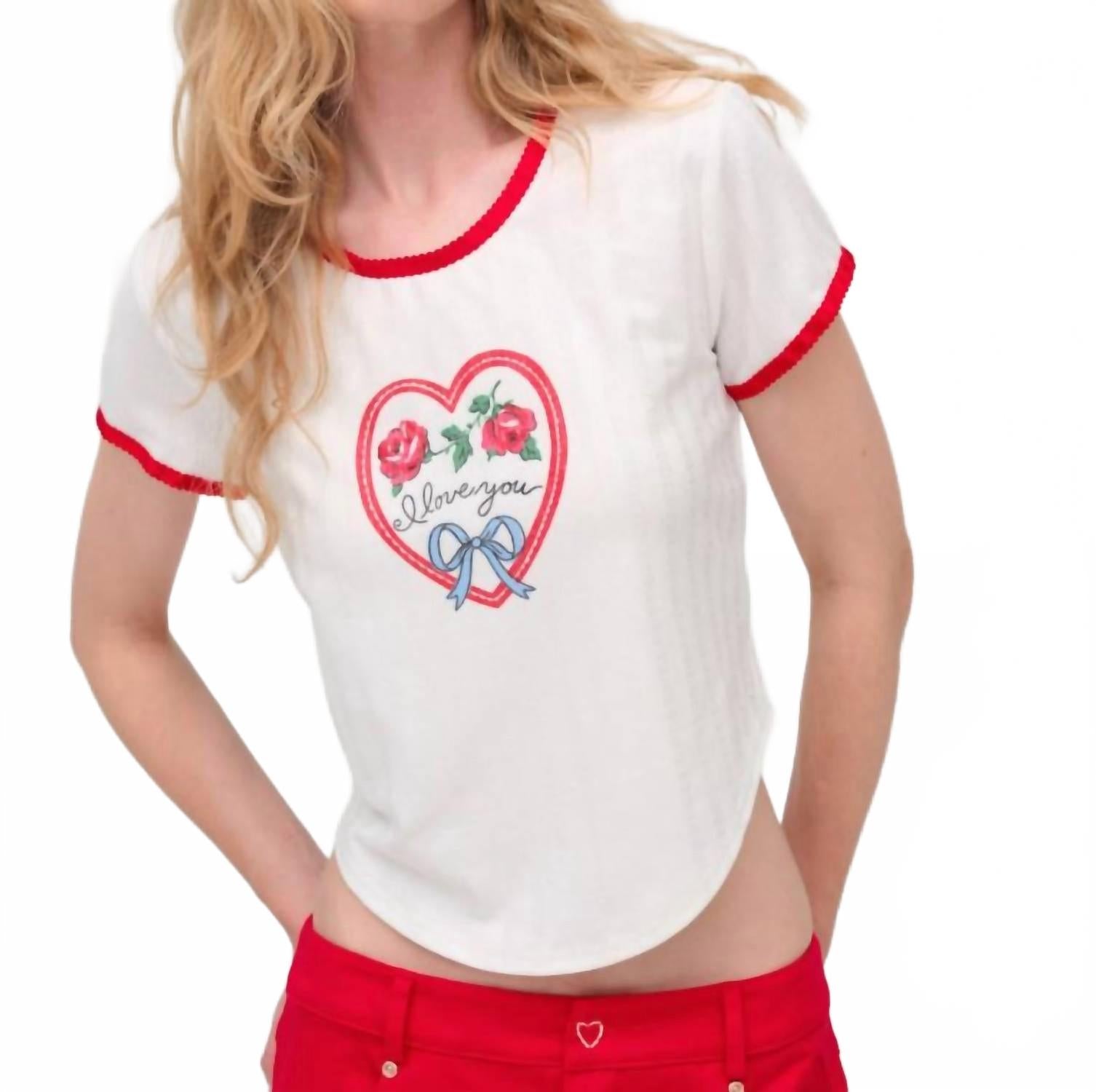 

Футболка с сердечком I Love You Baby белого цвета For Love & Lemons, белый