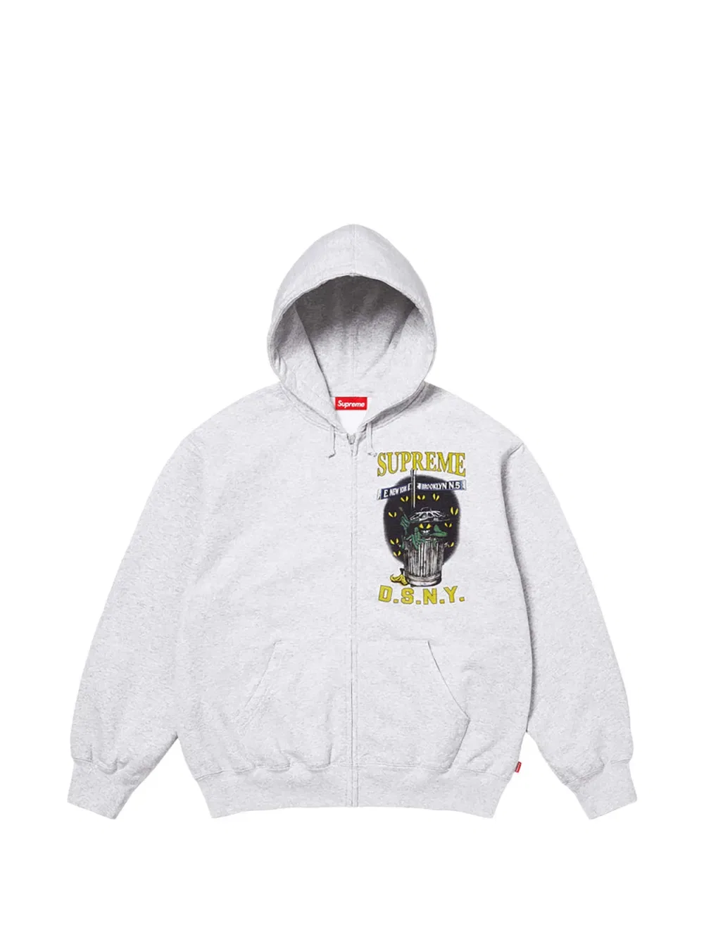 Толстовка на молнии с графическим принтом Supreme, серый