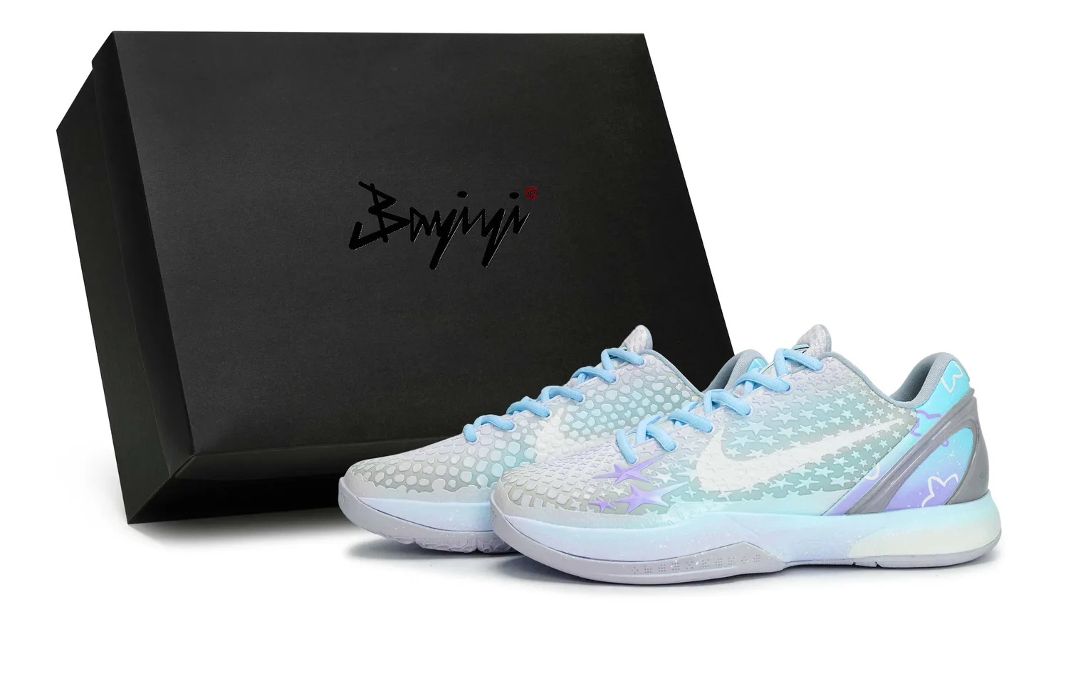 Nike Zoom Kobe 6 Slip Resistant Abrasion Resistant Low top детские баскетбольные кроссовки White Blue Purple
