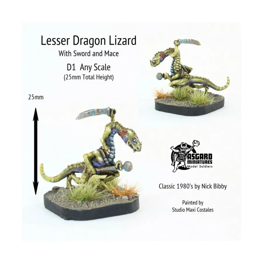 

Малая драконья ящерица с мечом и булавой, Asgard & Tabletop Miniatures - Fantasy (25mm/28mm)