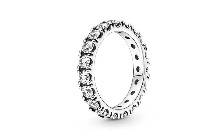 

Синтетическое кольцо с кубическим цирконием серебристого цвета для женщин Pandora, серебряный