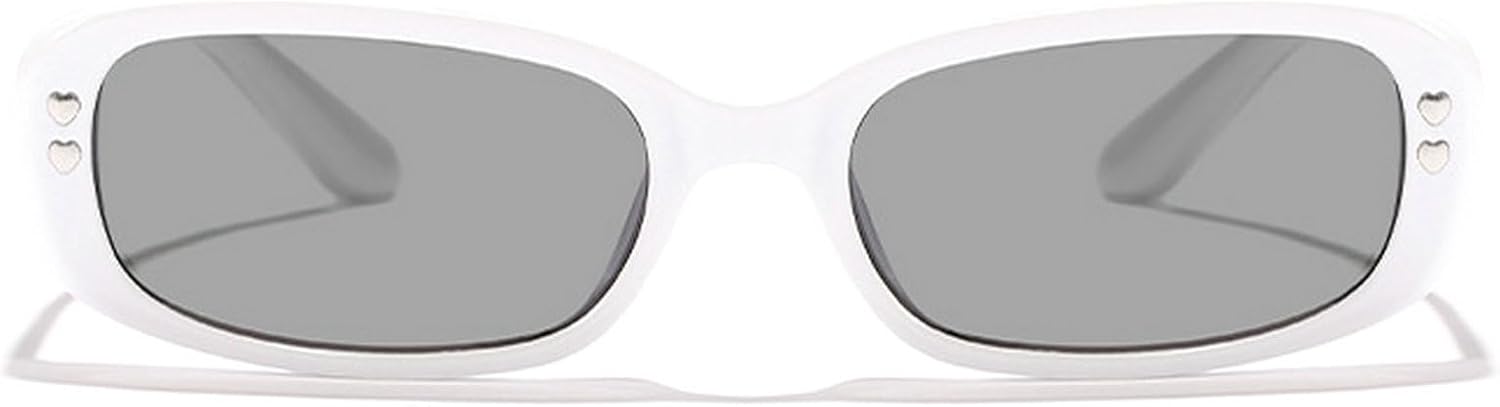 

Ретро-стиль, прямоугольные и квадратные солнцезащитные очки для женщин и мужчин, классический винтаж 90-х, маленькие солнцезащитные очки, модные узкие солнцезащитные очки mincl, White