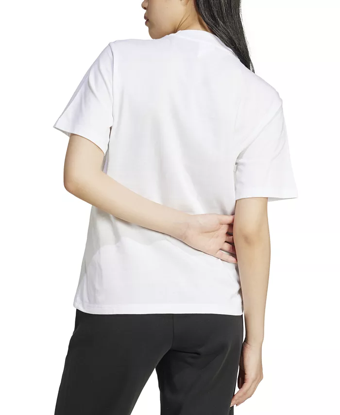 Женская хлопковая футболка Essentials с крупным логотипом adidas, белый — фото 2