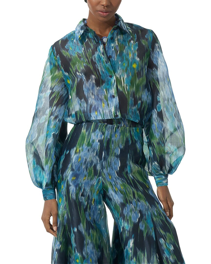 

Carolina Herrera Блузка с пышными рукавами и застежкой на пуговицы из шелка, мультиколор