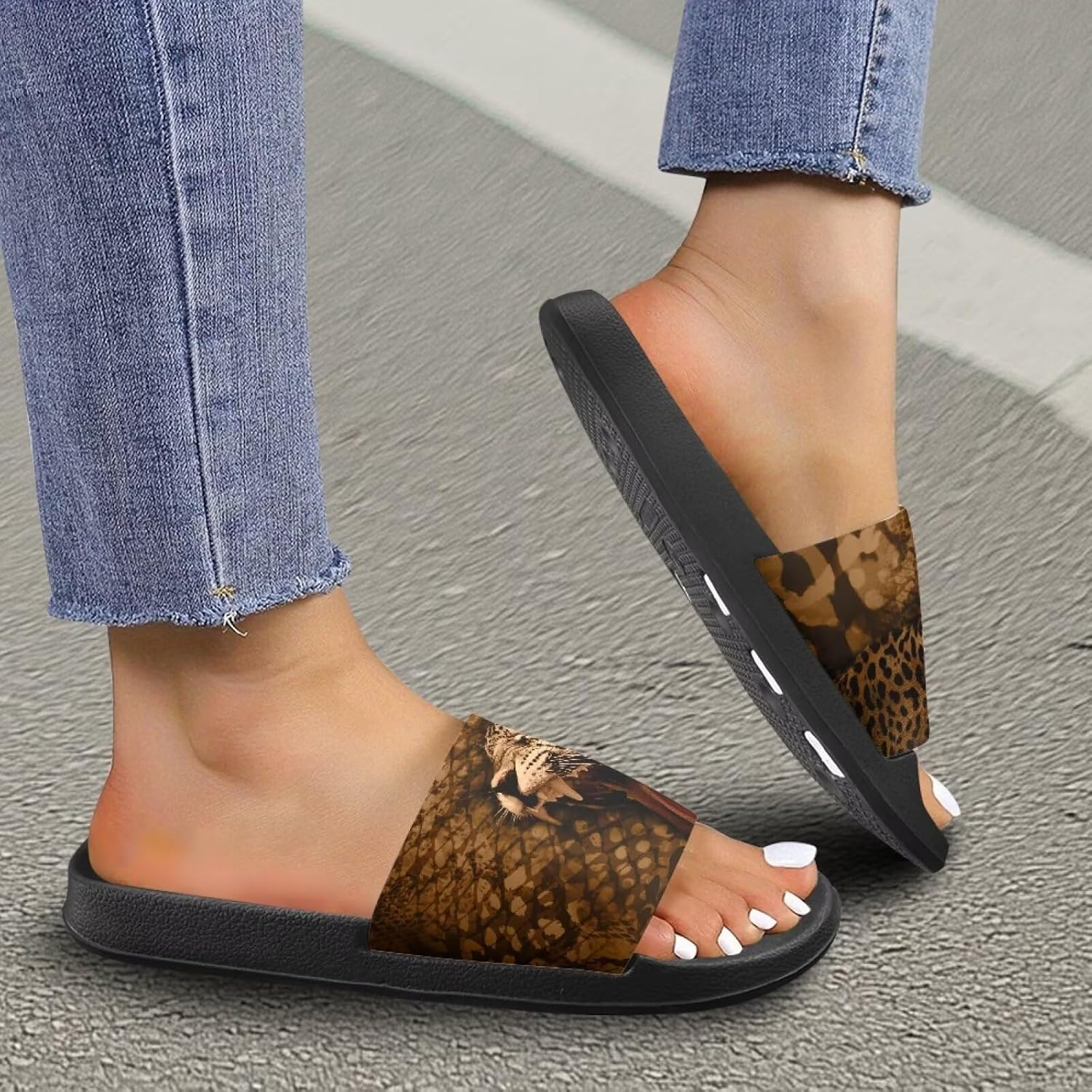 Тапочеки Jrysaedy House Slides, Snakeskin Texture Leopard — фото 4