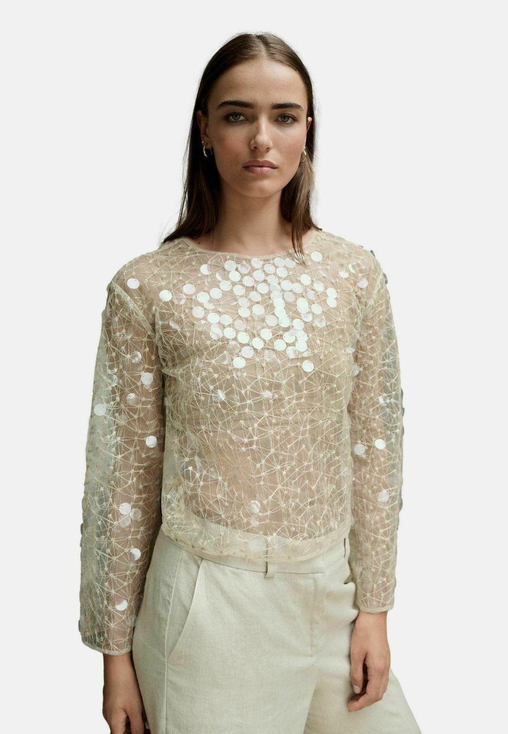 

Блуза REGULAR FIT SHEER SEQUIN LONG SLEEVE Next, бежевый