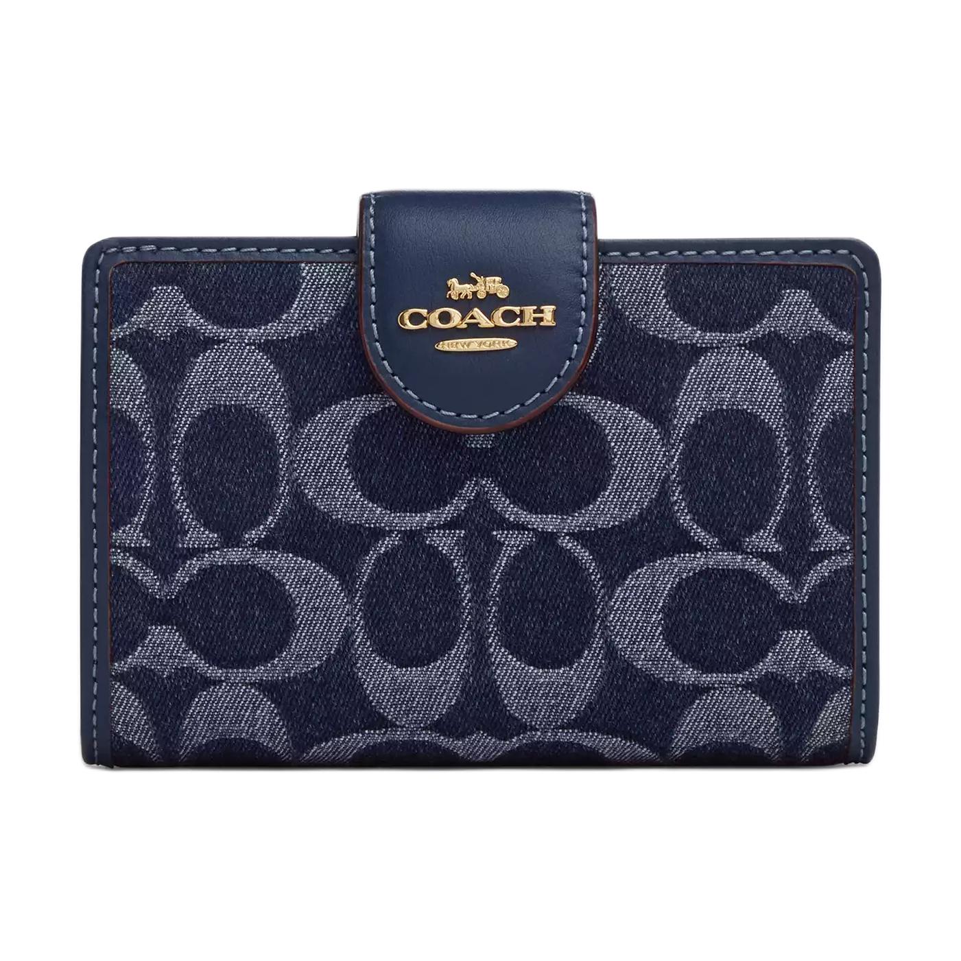 

COACH Джинсовый кошелек среднего размера женский синий, Blue