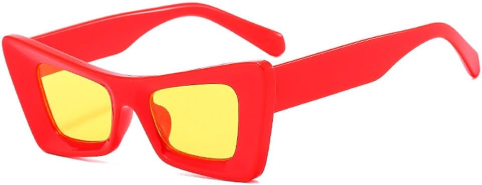 

Популярные модные солнцезащитные очки «кошачий глаз» для женщин, ретро-очки с защитой от УФ-излучения UV400 для мужчин, трендовые красно-желтые солнцезащитные очки LJTJTAV, Red Yellow